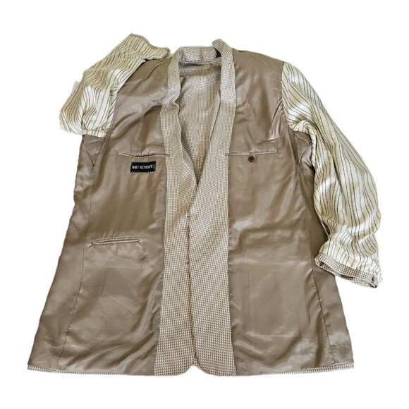 Holt Renfrew Blazer Men US 48 Cream Beige Silk Lined Union Made 2B Ventless FLAW - Picture 14 of 16